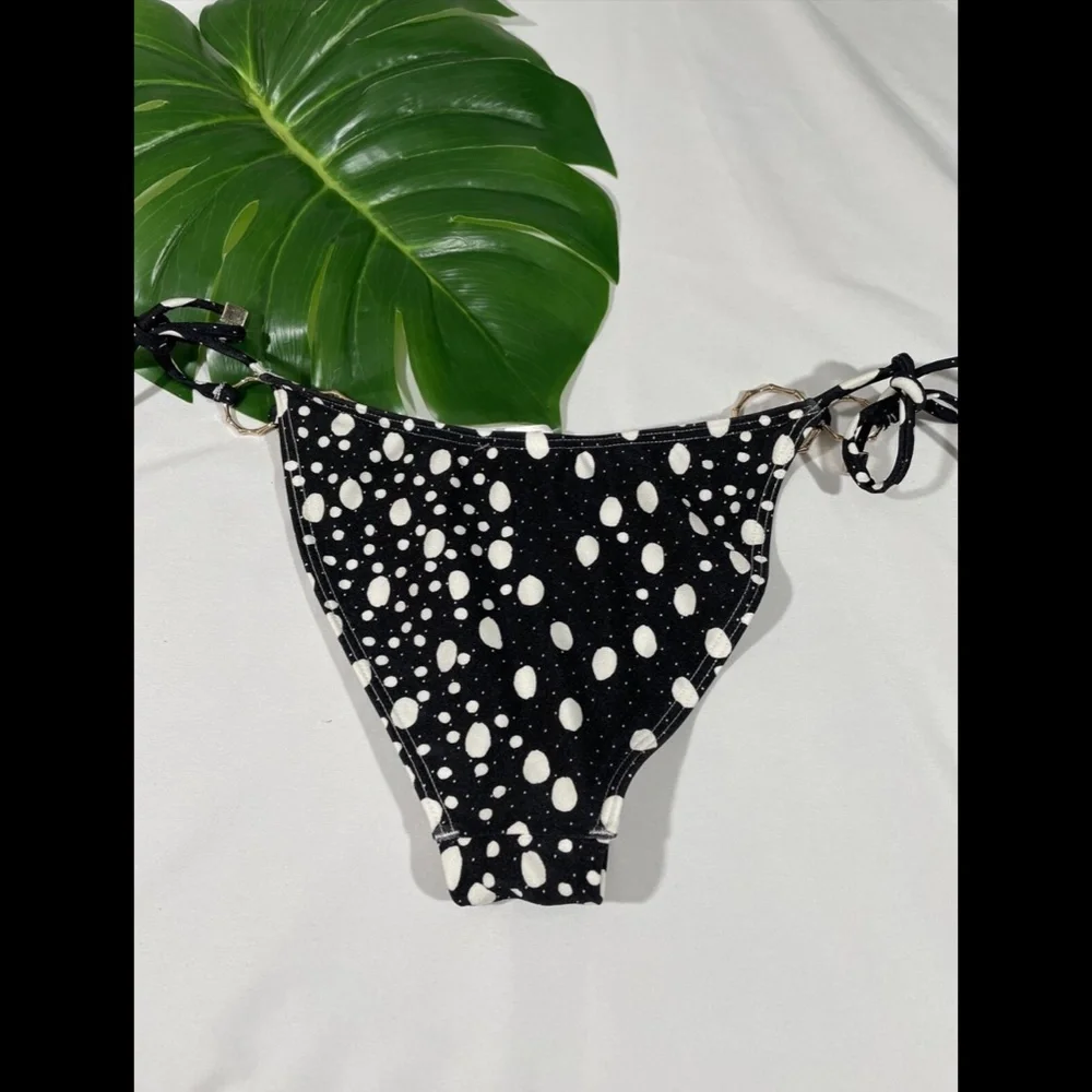 NEW River Island [ 2 US ] Ring Detail Polka Dot Side Tie‎ Bikini Bottoms